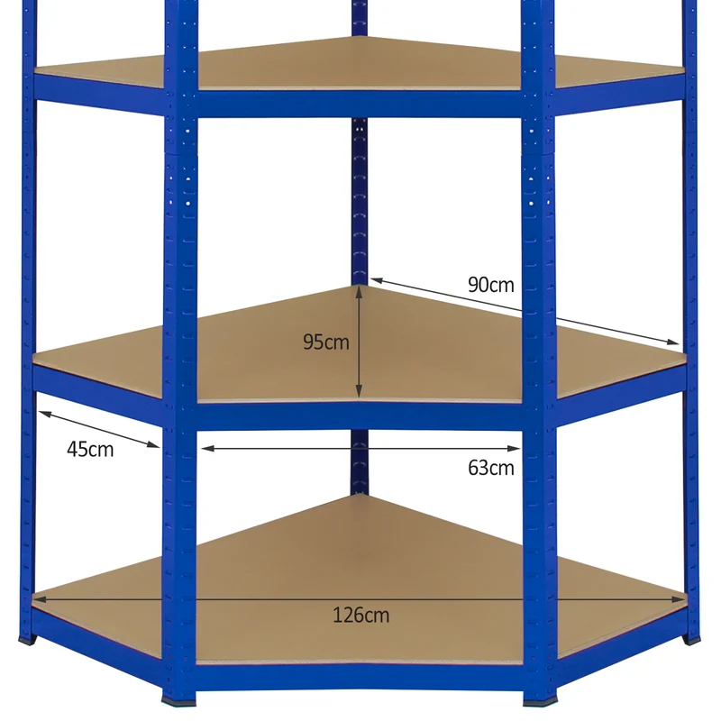 Monster Racking - 1 Rayonnage d'Angle T-Rax en Acier Bleu 90cm x 45cm x 180cm