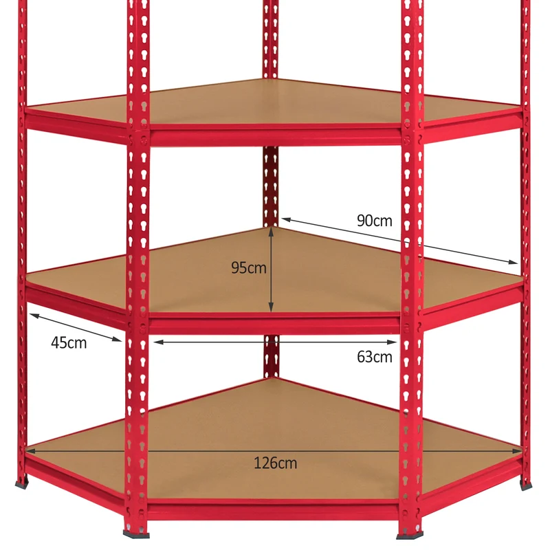 Monster Racking - 1 Rayonnage d'Angle Z-Rax en Acier Rouge 90cm x 45cm x 183cm