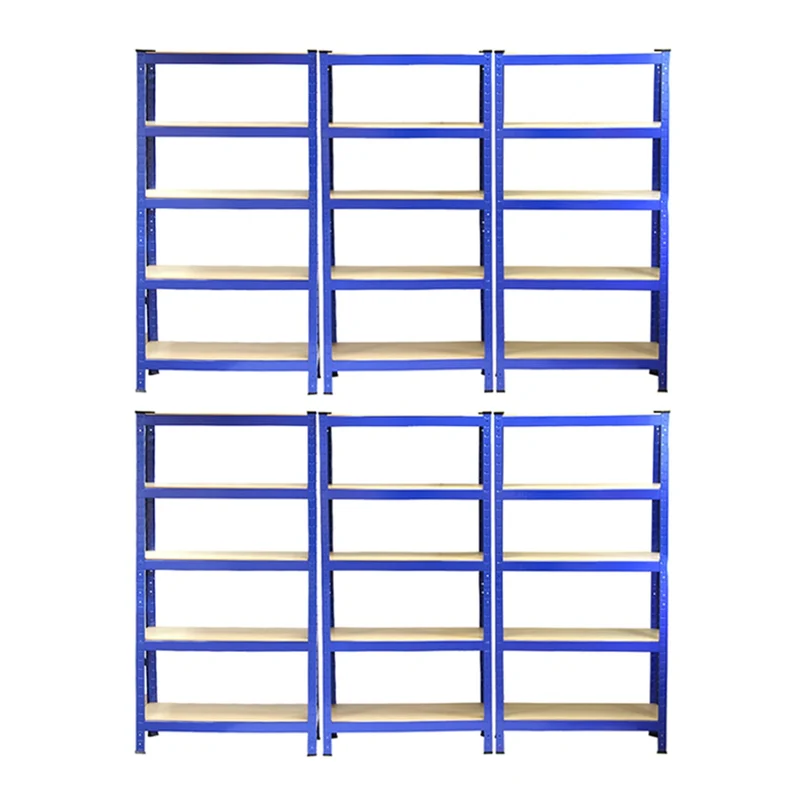 Monster Racking - 6 Rayonnages T-Rax en Acier Bleu 75cm x 30cm x 150cm