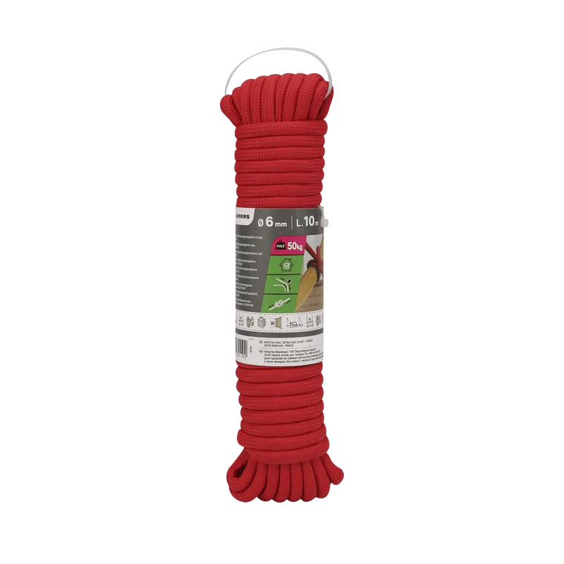 BRIGHT RED PP ROPE D6MM 10M