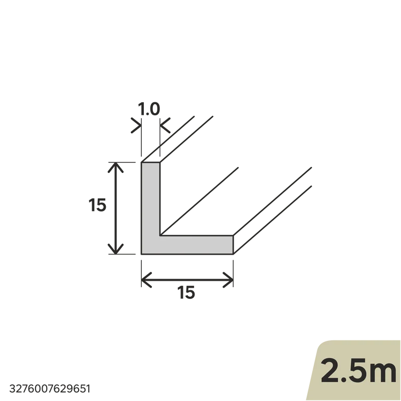 PROFILO ANGOLARE IN ALLUMINIO NATURALE 15X15X1MM 2,5M