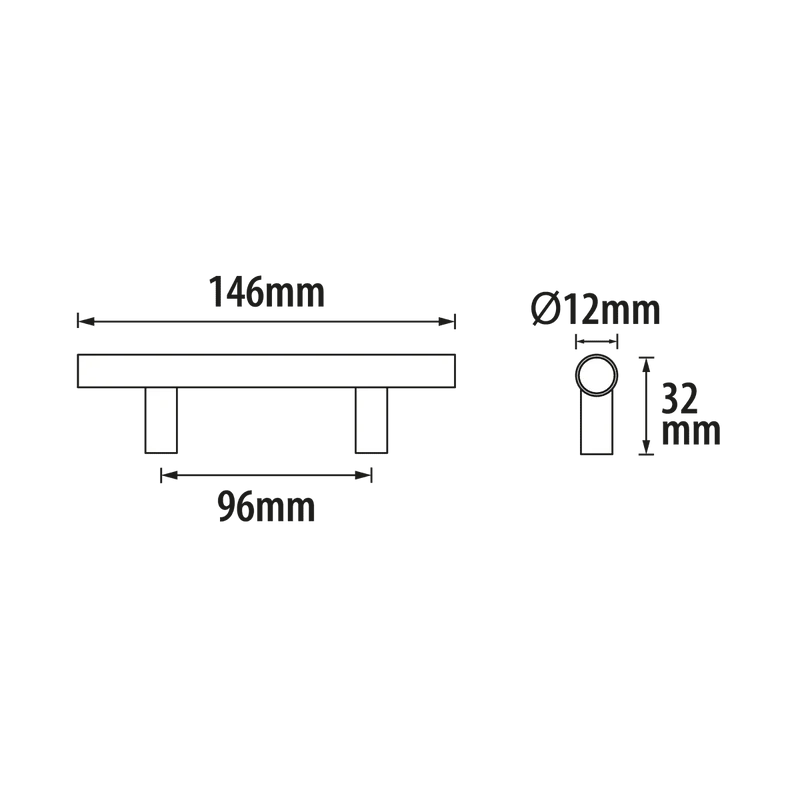1 SARA HANDLE WITH 96 MM CENTRE DISTANCE IN MATT BRUSHED BRASS