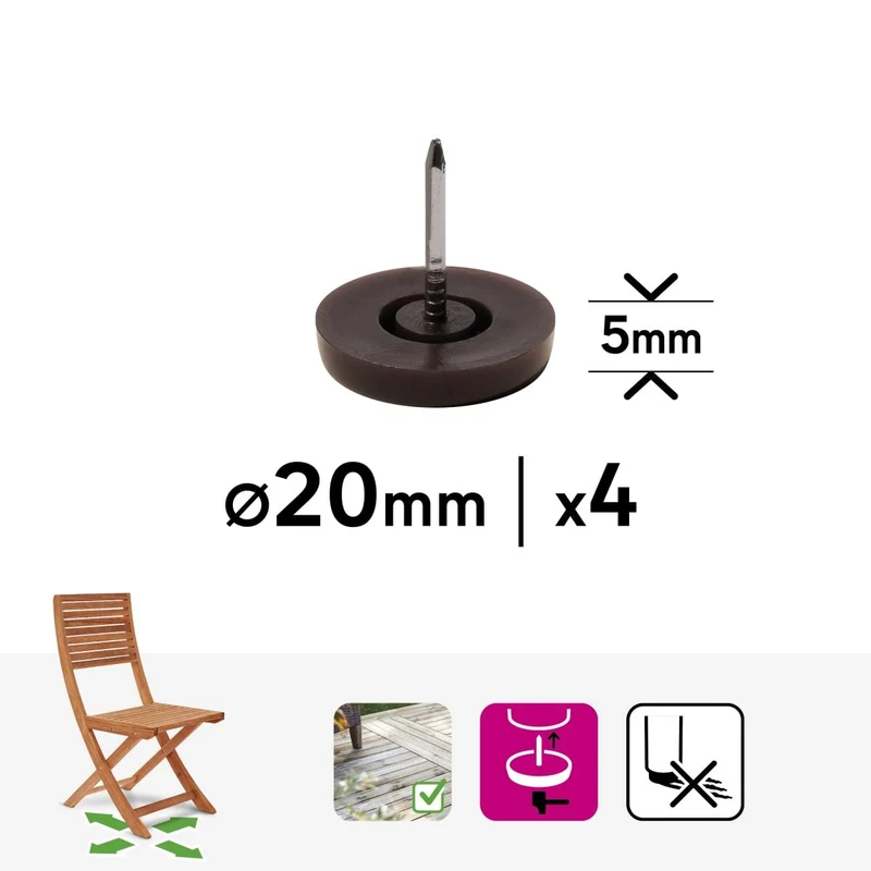 OUTDOOR SKID WITH NAIL STANDERS D 20 MM BROWN, 4 PIECES