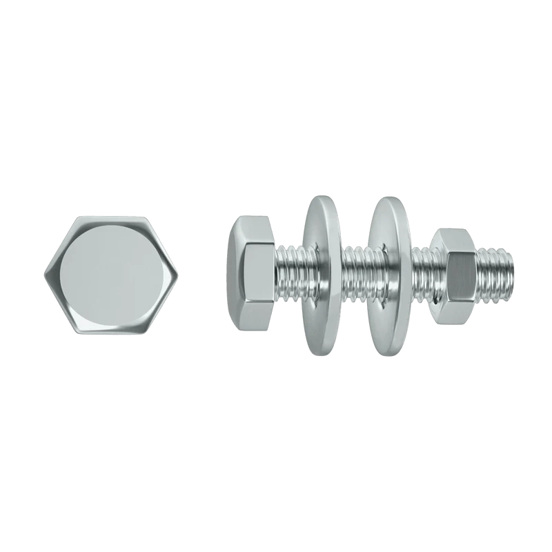 4 X 16 MM HEXAGON HEAD BOLT, NUT, 2 STEEL WASHERS, 25 PIECES