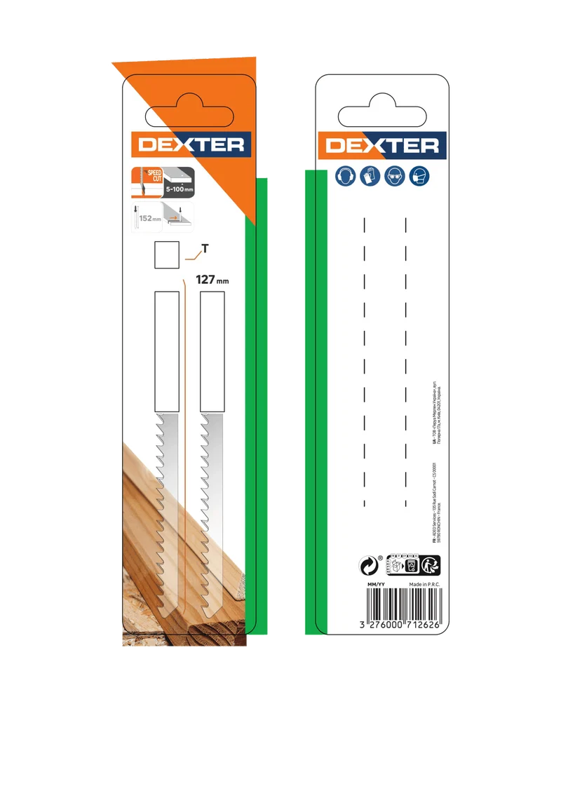 T-SAW BLADE FOR WOOD STRAIGHT CUT COARSE TOOTHING 5-100 MM, 2 PIECES