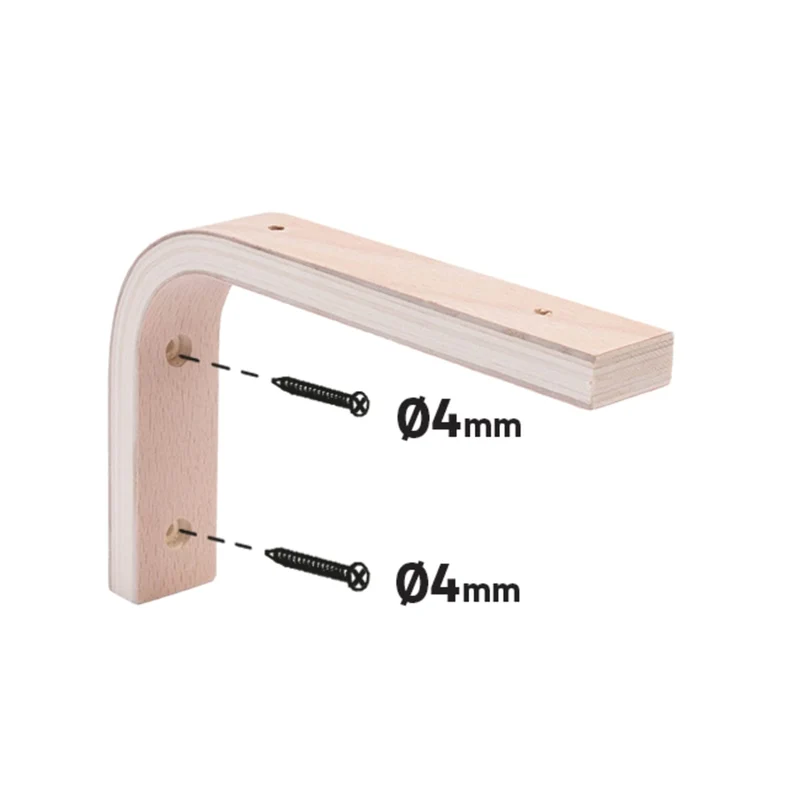 SET 2 SIDING RAILS D10xH15CM LOADING 15KG IN NATURAL WOOD