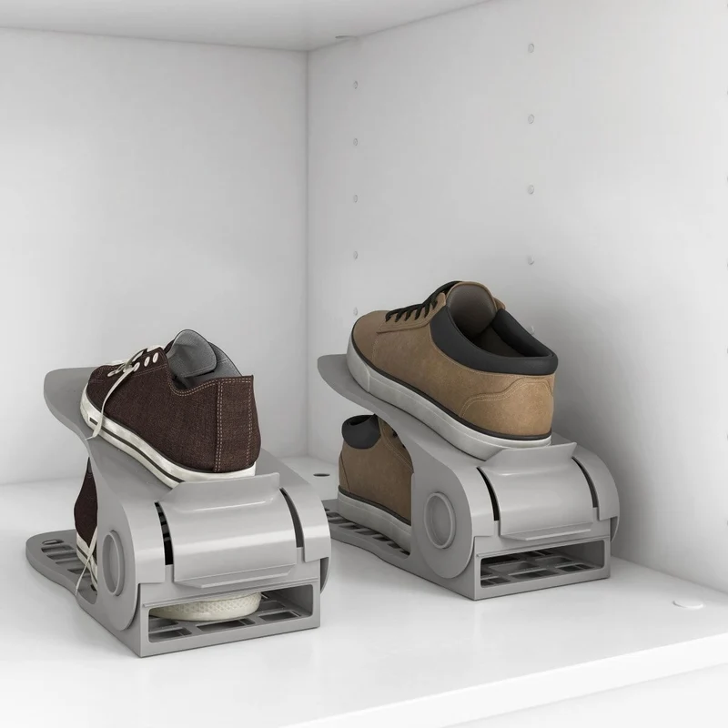 SPACE-SAVING ADJUSTABLE SHOE STEP GREY SPACEO