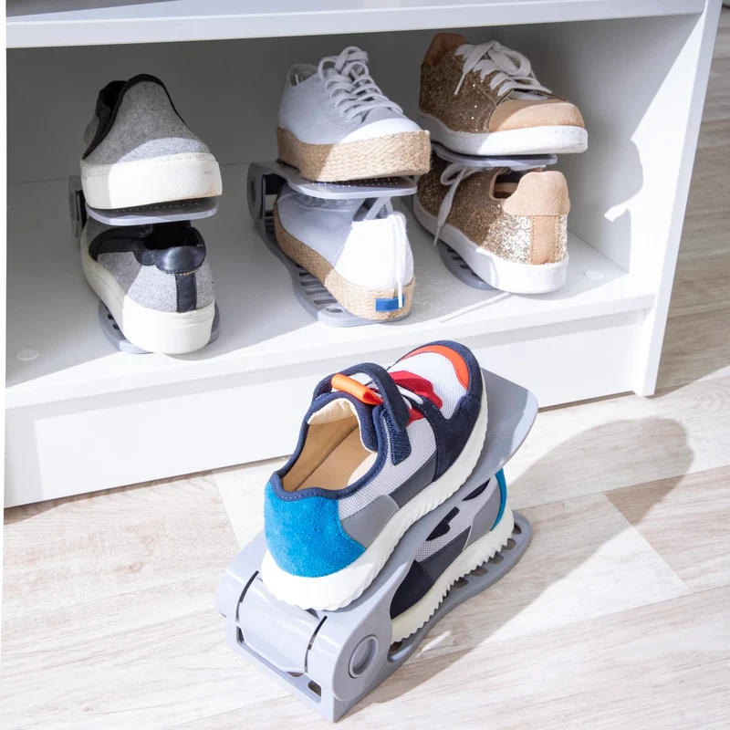 SPACE-SAVING ADJUSTABLE SHOE STEP GREY SPACEO