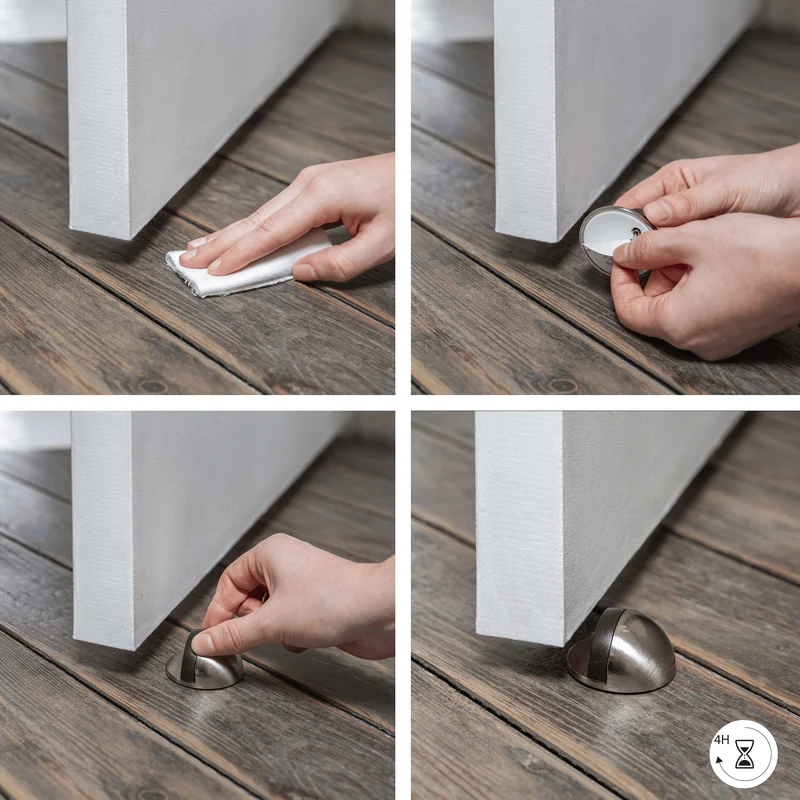 ZINC MOON DOORSTOP WITH DOUBLE MATT BLACK FIXING D 4.7 X H 2.5 CM, 2 PIECES INSPIR