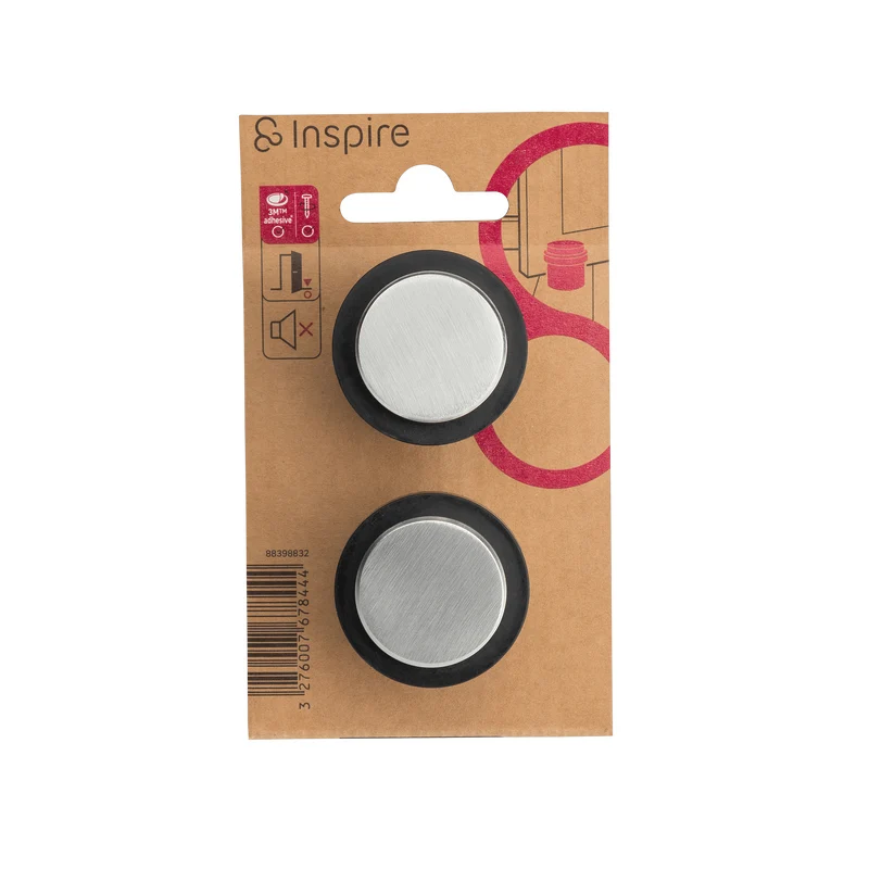 DOORSTOP STAINLESS STEEL WITH DOUBLE SATIN NICKEL FIXING D 3.6 X H 3.2 CM, 2 PIECES INSPIRE