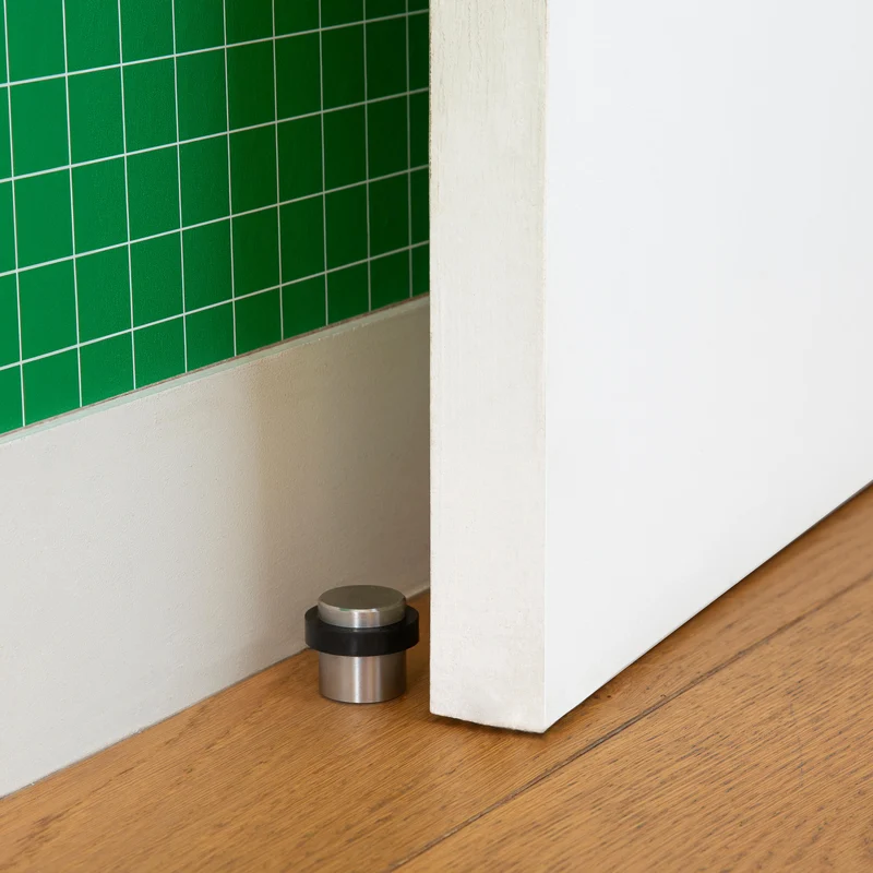 DOORSTOP STAINLESS STEEL WITH DOUBLE SATIN NICKEL FIXING D 3.6 X H 3.2 CM, 2 PIECES INSPIRE