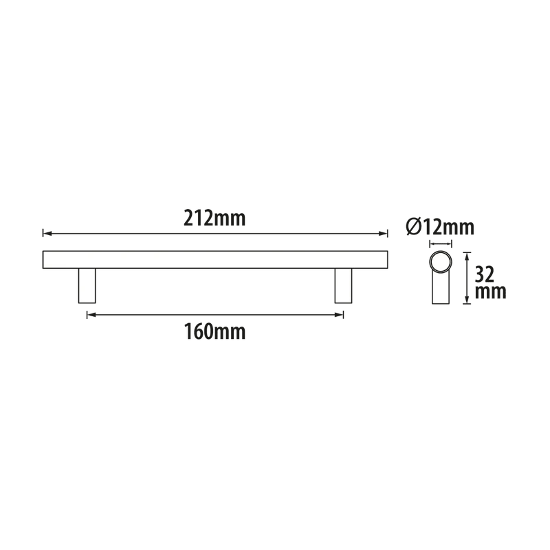 1 SARA HANDLE 160 MM CENTRE DISTANCE IN POLISHED BRUSHED NICKEL