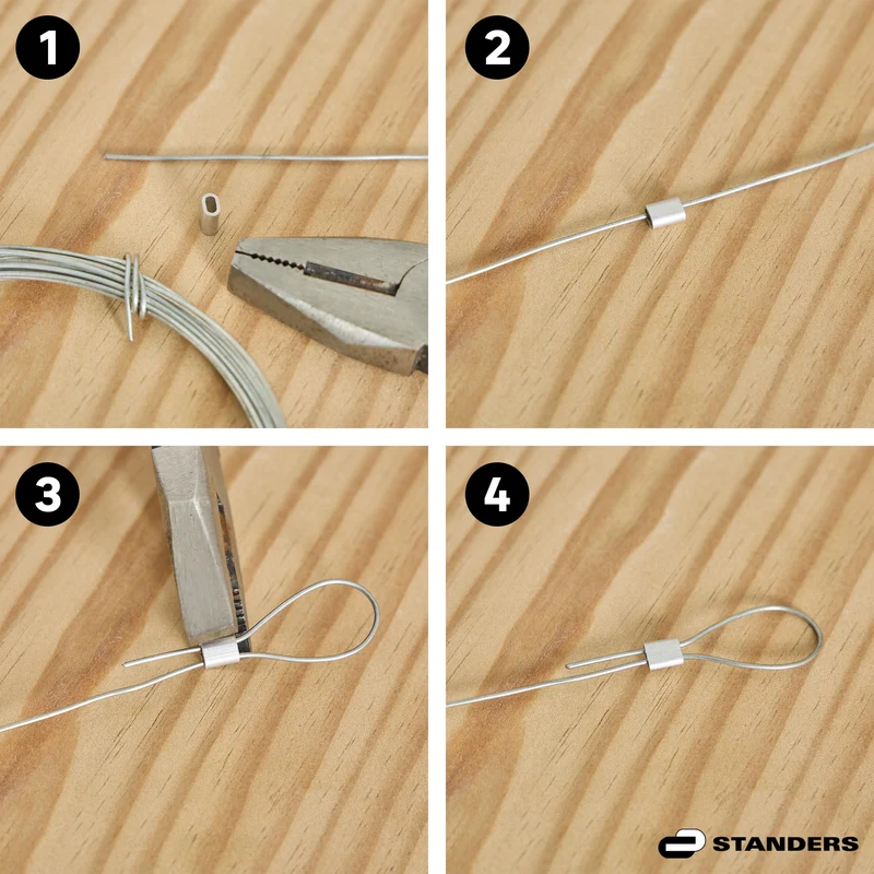 RAW ALUMINIUM CABLE CLAMPING SLEEVE STANDERS FOR CABLE D 1-1.5 MM, 10 PIECES