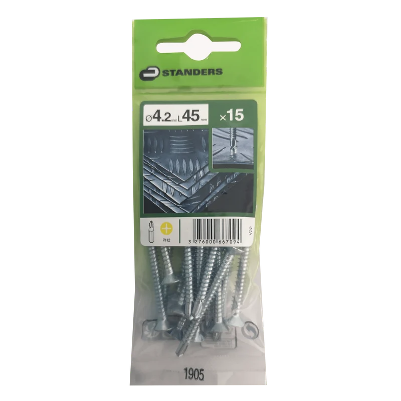 SELF-DRILLING METAL SCREWS PH 4.2X4 5MM 15 PCS.