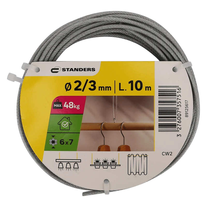 STEEL ZIN PLASTIC COATED CABLE D2MM/3MM 10M