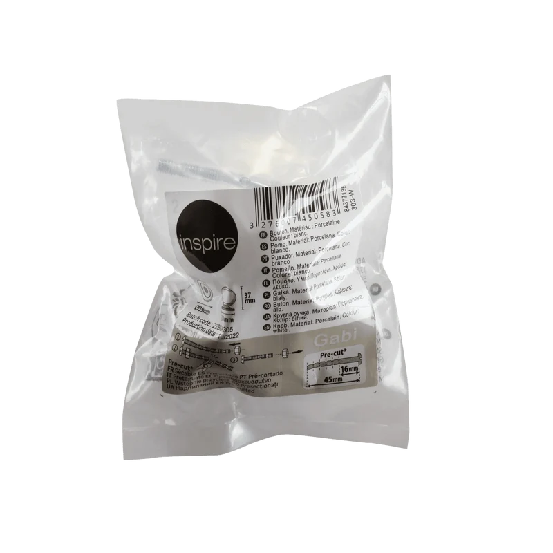 1 GABI D 40 MM WHITE PORCELAIN KNOB