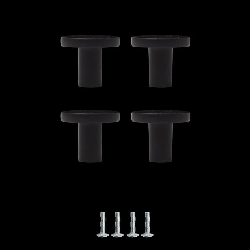 4 BENNY KNOBS D 25 MM MATT BLACK ALUMINIUM