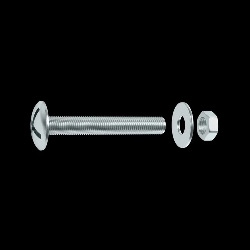 BOLT 6 X 30 MM CROSS CAMBERED HEAD, NUT AND WASHER STEEL 50 PIECES