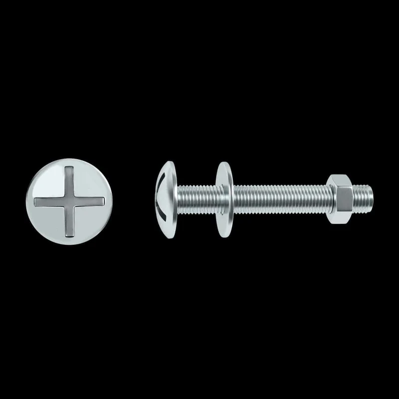 BOLT 6 X 30 MM CROSS CAMBERED HEAD, NUT AND WASHER STEEL 50 PIECES