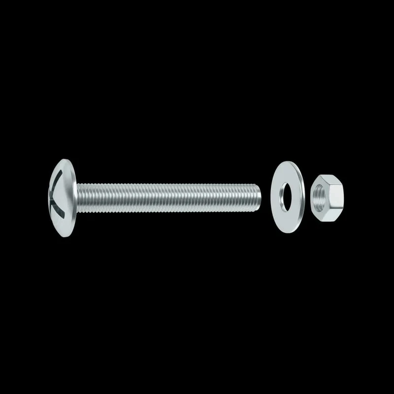 BOLT 6 X 30 MM CROSS CAMBERED HEAD, NUT AND WASHER STEEL 50 PIECES