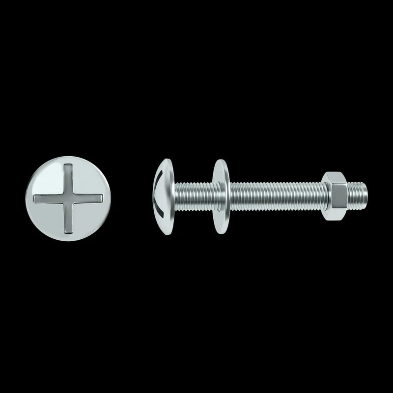 BOLT 6 X 30 MM CROSS CAMBERED HEAD, NUT AND WASHER STEEL 50 PIECES