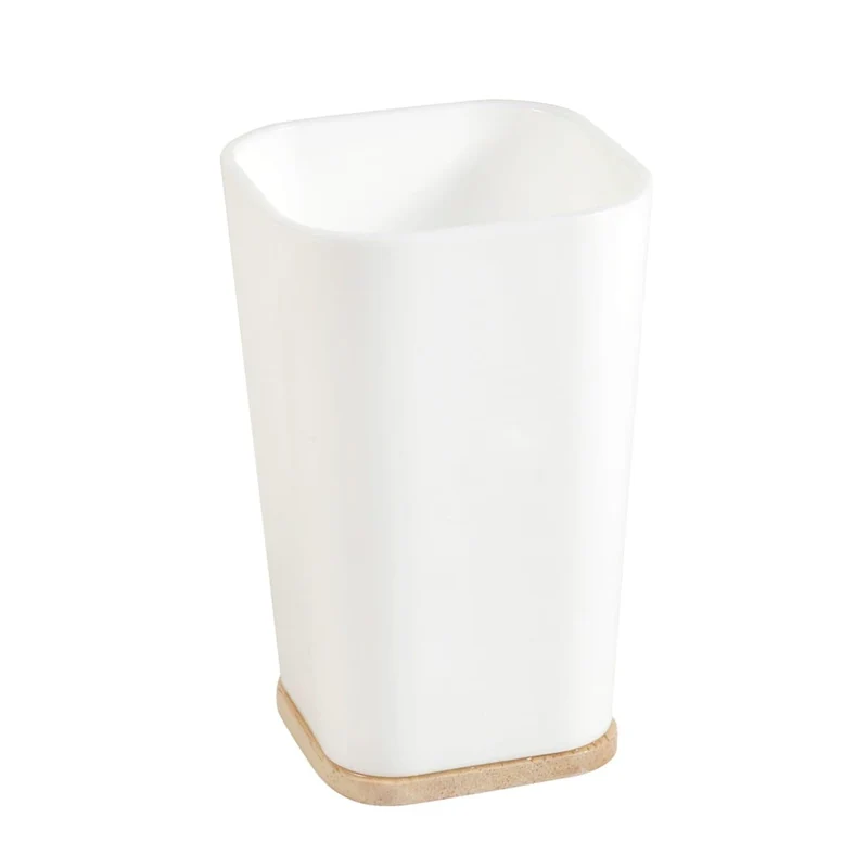 SCANDI SENSEA WHITE PLASTIC WOOD TOOTHBRUSH HOLDER