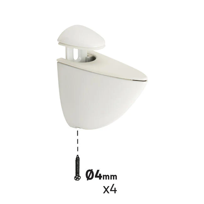 SET OF 2 WOODEN SHELF BRACKETS CLIP 3-22MM WHITE