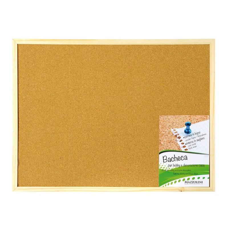 60X90 CM CORK NOTICE BOARD WITH NATURAL WOOD FRAME