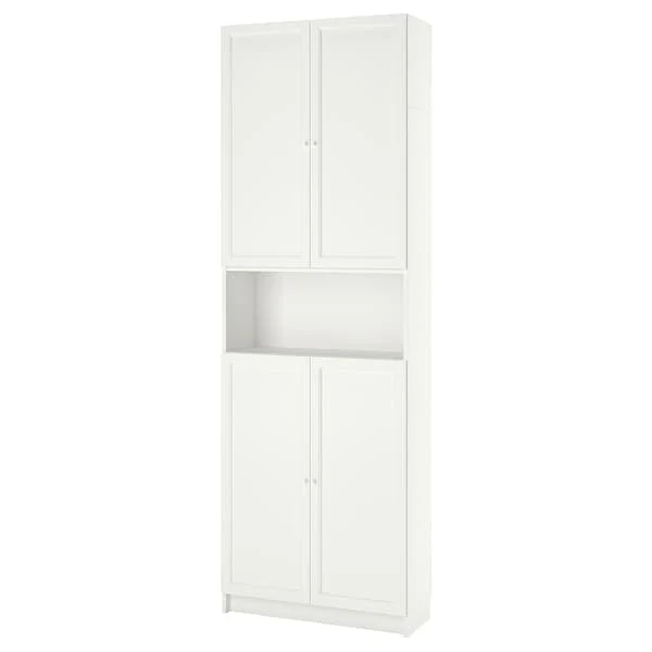 BILLY / OXBERG bookcase w doors/extension unit, white, 80x30x237 cm
