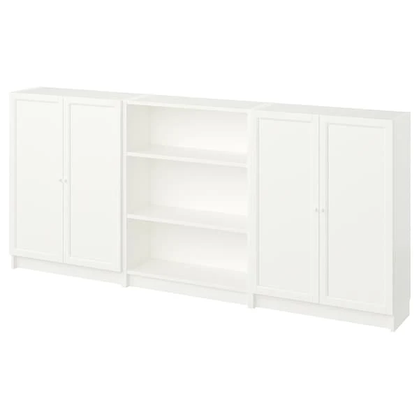 BILLY / OXBERG bookcase combination with doors, white, 240x30x106 cm