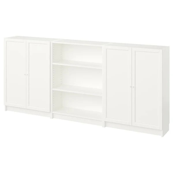 BILLY / OXBERG bookcase combination with doors, white, 240x30x106 cm