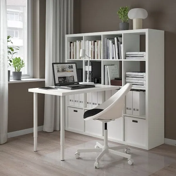 KALLAX / LINNMON desk combination, white, 147x139x147 cm