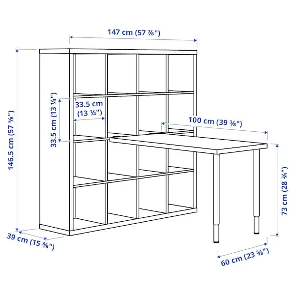 KALLAX / LINNMON desk combination, white, 147x139x147 cm