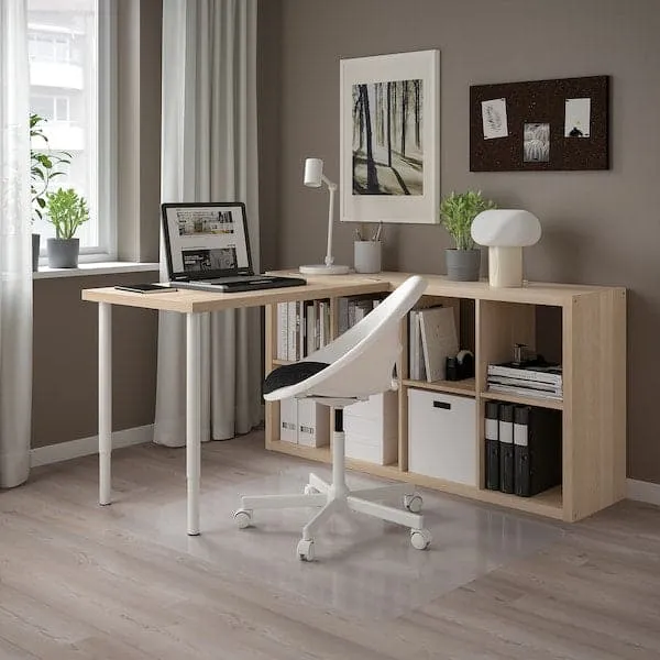 KALLAX / LINNMON desk combination, white/white stained oak effect, 77x139x147 cm