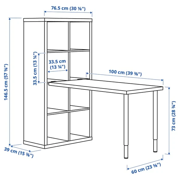 KALLAX / LINNMON desk combination, white/white stained oak effect, 77x139x147 cm