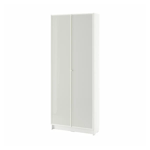 BILLY / HÖGBO bookcase with glass doors, white, 80x30x202 cm