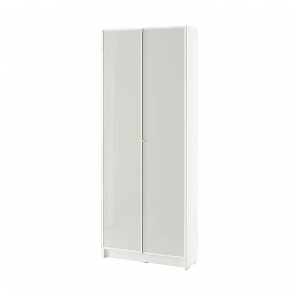 BILLY / HÖGBO bookcase with glass doors, white, 80x30x202 cm