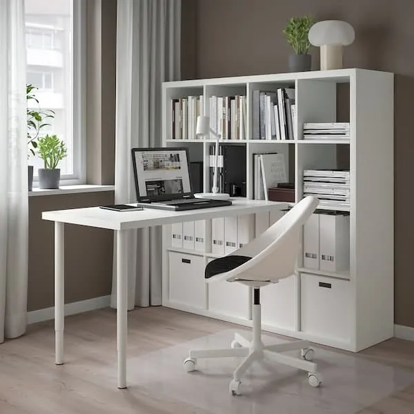 KALLAX / LAGKAPTEN desk combination, white, 147x159x147 cm