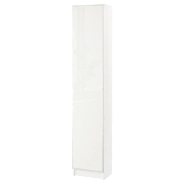 BILLY / HÖGBO bookcase combination w glass doors, white, 40x30x202 cm