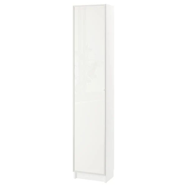 BILLY / HÖGBO bookcase combination w glass doors, white, 40x30x202 cm