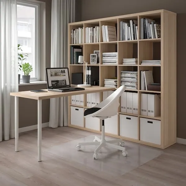 KALLAX / LAGKAPTEN desk combination, white/white stained oak effect, 182x179x182 cm