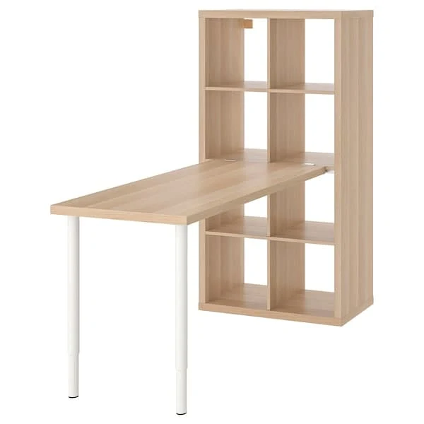 KALLAX / LAGKAPTEN desk combination, white/white stained oak effect, 77x159x147 cm