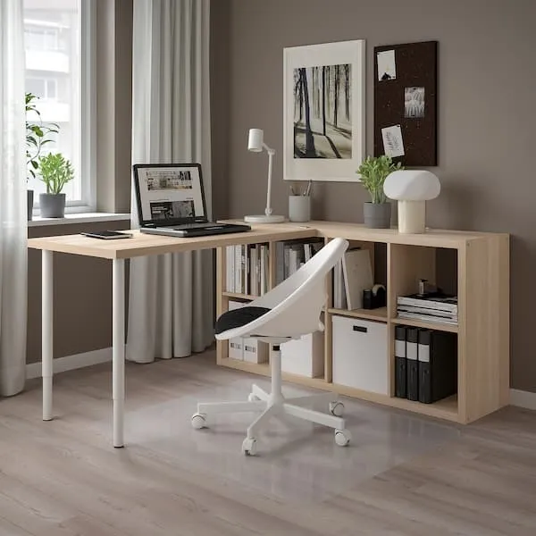 KALLAX / LAGKAPTEN desk combination, white/white stained oak effect, 77x159x147 cm