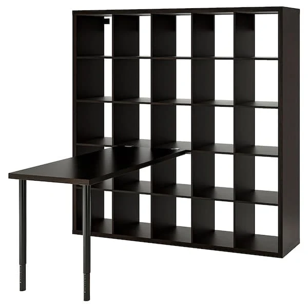 KALLAX / LAGKAPTEN desk combination, black/black-brown, 182x159x182 cm