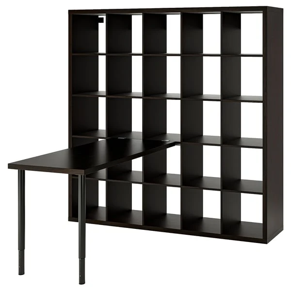 KALLAX / LAGKAPTEN desk combination, black/black-brown, 182x159x182 cm