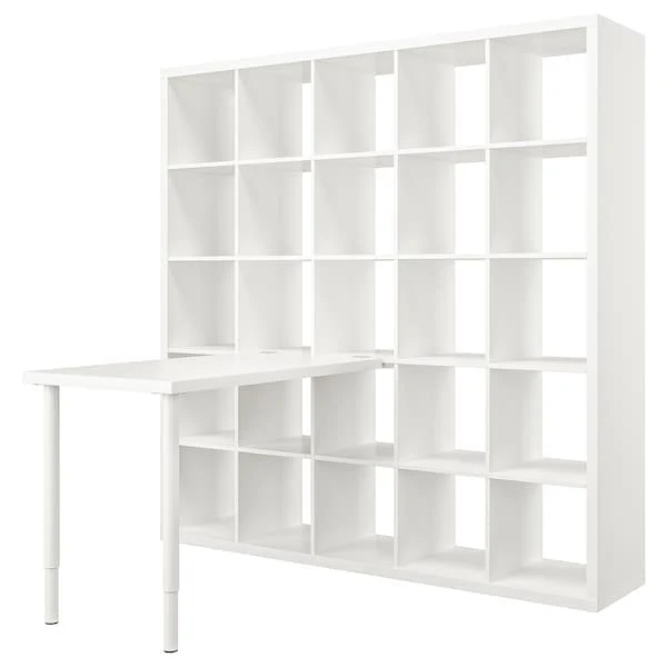 KALLAX / LINNMON desk combination, white, 182x139x182 cm