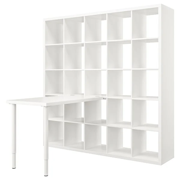 KALLAX / LINNMON desk combination, white, 182x139x182 cm