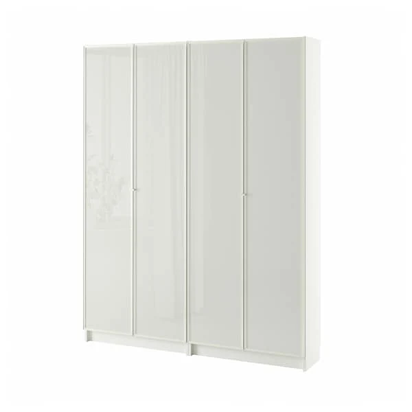 BILLY / HÖGBO bookcase combination w glass doors, white, 160x202 cm