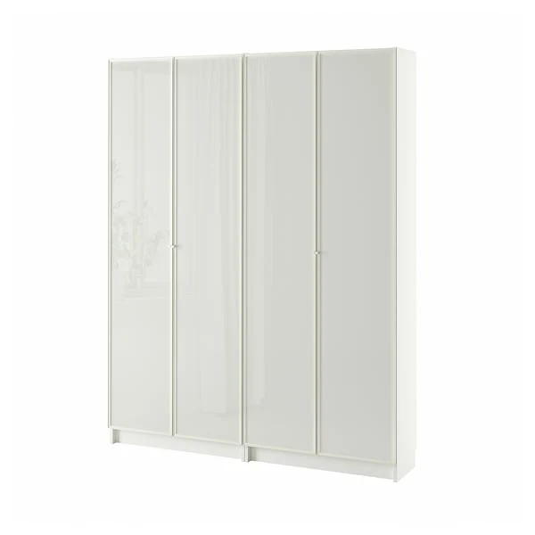 BILLY / HÖGBO bookcase combination w glass doors, white, 160x202 cm