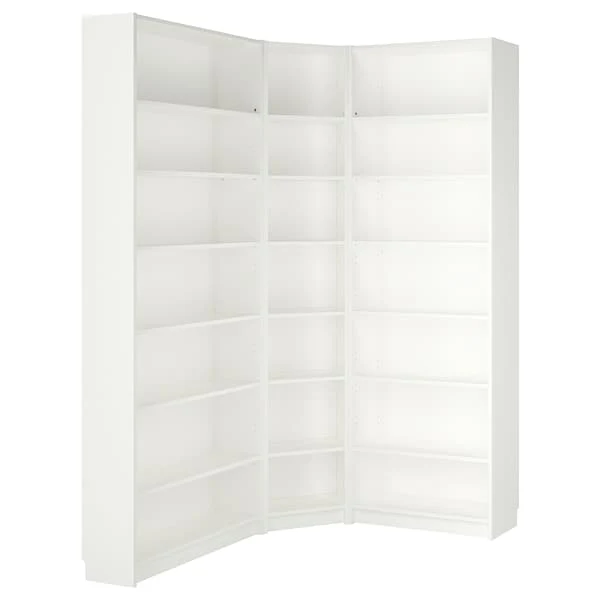 BILLY bookcase corner comb w ext units, white, 136/136x28x237 cm